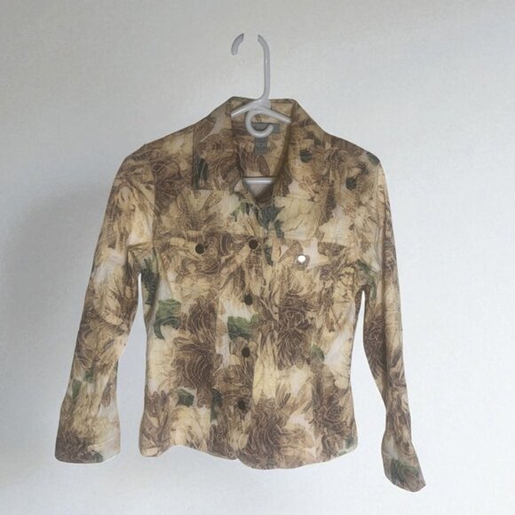 Vintage Analogy Beige Floral Embroidered Button Down Jacket. Women's - Size S - Picture 1 of 10